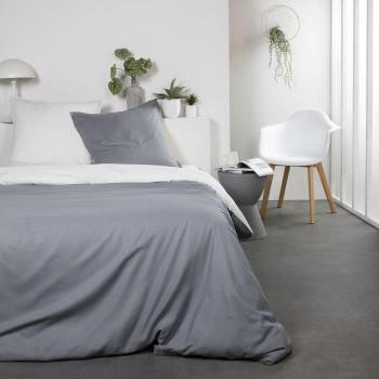 Juego de Sábanas de Algodón Bicolor Gris y Blanco 240 x 260 cm