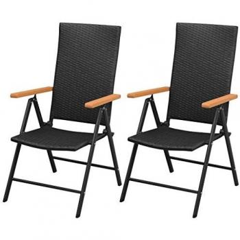 vidaXL Stackable Garden Chairs 2 pcs Poly Rattan Black