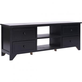Mueble para TV madera maciza de paulownia 108x30x40 cm, color negro