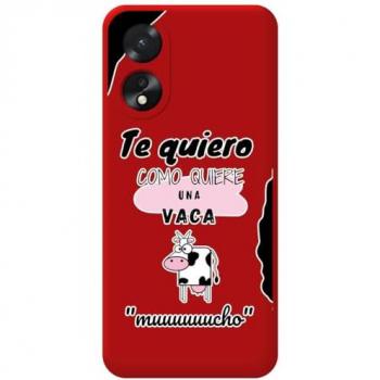 Funda de Silicona Líquida Roja con Diseño de Vaca para Oppo A18