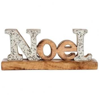 Figura Decorativa Noel Purpurina 6,5 x 10 x 25 cm Plateado Madera