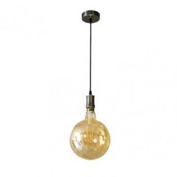 Lámpara Colgante Celso 1xe27 Cuero/Ámbar con Bombilla Incluida 8w 3000k 640lm - Dimensiones: 20x20 cm