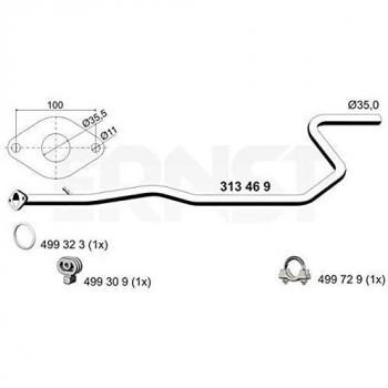 Tubo de escape ERNST 313469 para Ford KA 3 puertas, tubo central