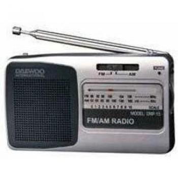 Radio Transistor Analógica AM/FM Daewoo DRP-15 con Altavoz Incorporado y Pilas Incluidas, Color Plateado