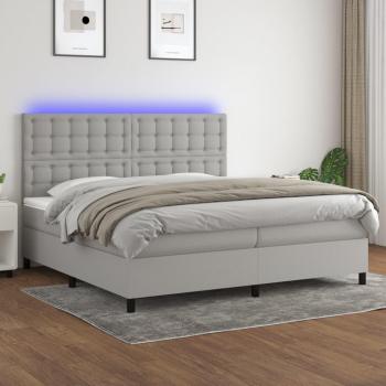 Colchón de cama box spring con muelles y tela LED gris claro 200x200 cm