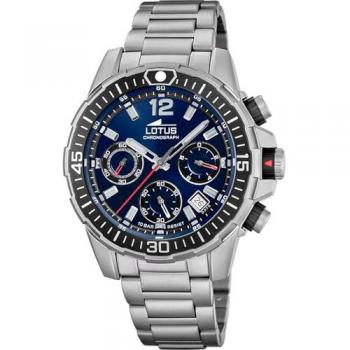 Reloj Lotus Chrono 18977/2 Azul Correa De Acero Inoxidable 316l, Hombre