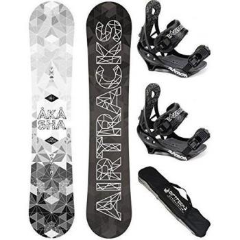 AIRTRACKS Snowboard Set - Tabla Akasha Wide 159CM - Fijaciones Master XL - SB Bag/Nuevo