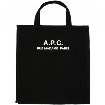 A.P.C. Men's Recuperation Canvas Tote Bag in Black - Size: ONE SIZE, Multiple Pockets