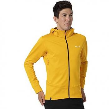 Chaqueta con capucha Salewa Puez Polarlite para hombre - Talla 54, Amarillo, Felpa con Cerniera