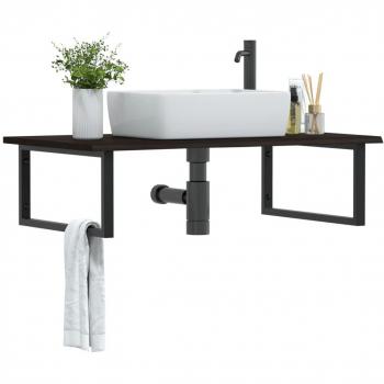Estante de lavabo de pared de acero y madera maciza de roble
