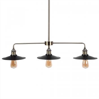 Lámpara Colgante Industrial de Techo 3 Luces Metal Negro con Pantallas Redondas