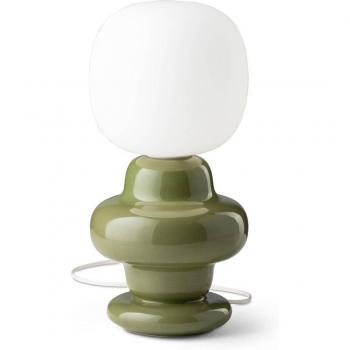 Lámpara de mesa Copacabana, verde salvia, estilo vintage y cerámica
