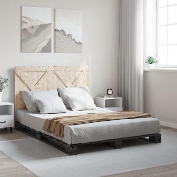 Cama de cabecera gris 140x200 cm madera maciza de pino Vidaxl