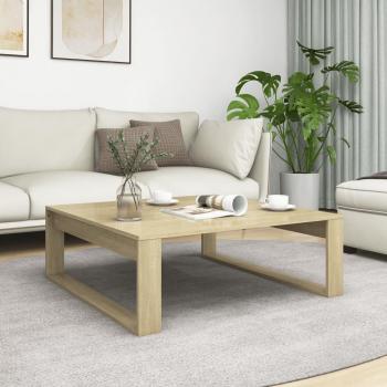 Mesa de centro de madera de ingeniería 100x100x35 cm en color Negro, Roble Sonoma y Gris hormigón, adecuada para salón o comedor, también conocida como mesita auxiliar o mesa de café