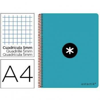Cuaderno espiral liderpapel a-4 antartik tapa dura 80h 100 gr cuadro 5mm color turquesa - 4 Unidades