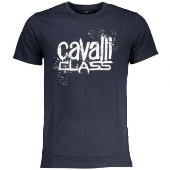 Cavalli Class Blue Cotton T-Shirt - XL, Male, Printed Logo Tee