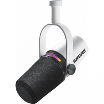 Shure MV7+ XLR/USB-C Hybrid Cardioid Dynamic Podcasting Microphone, White