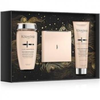 Kérastase Curl Manifesto Lote de Regalo - Incluye Champú Bain Hydratation Douceur (250 ml), Mascarilla Beurre Haute Nutrition (200 ml) y Tratamiento Crème de Jour Fondamentale (