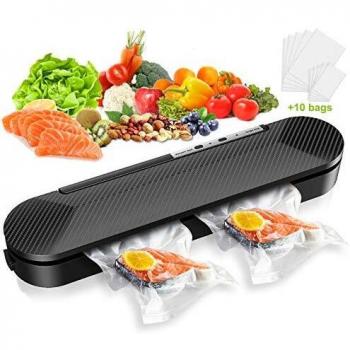 Cocoda Envasadora al Vacio, Embasadoras Vacio Profesional para Almacenaje de Alimentos Secos y Húmedos, Compacto Maquina Envasar al Vacio Automatica con 10 Bolsas al Vacío para Uso Doméstico