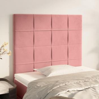 Cabeceros de terciopelo rosa 80x5x78/88 cm - 2 unidades