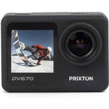 Cámara Deportiva PRIXTON DV670 - Videocámara Multisport 4K - Dual Screen - Conexión USB, MicroSD y HDMI - Sumergible - Incluye accesorios
