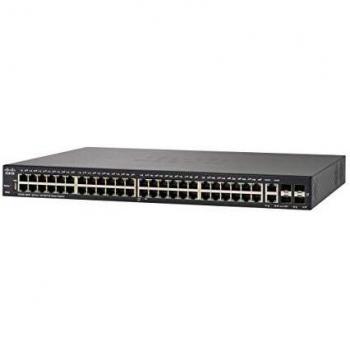 Switch inteligente SF250-48HP de Cisco con 48 puertos Fast Ethernet más PoE de 195 W y 4 puertos Gigabit Ethernet