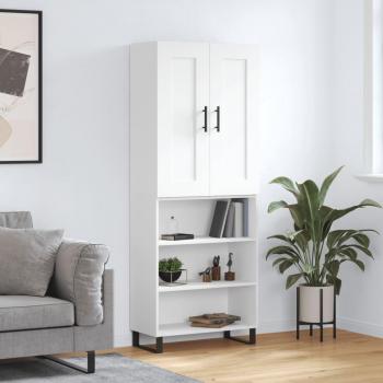 Aparador alto de madera contrachapada blanco 69,5x34x180 cm
