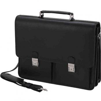 Maletín Multifuncional Alassio VENETO, Símil Piel Negro con Compartimento para Laptop