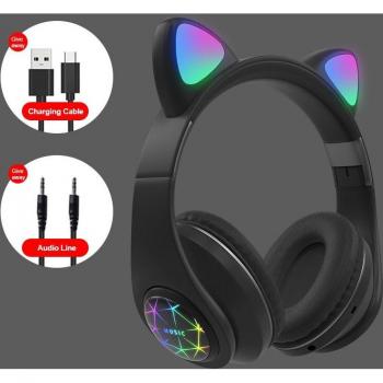 Auriculares Inalámbricos M2 Orejas de Gato Luminosos con Micrófono para Niños
