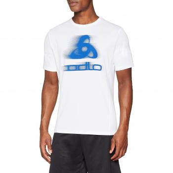 Odlo Bl Top Crew Neck S/S Sliq Print Camiseta, Hombre, White/Placed ss18, XL