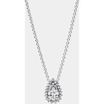 Pandora Timeless Sparkling Pear Halo Necklace in Sterling Silver with Cubic Zirconia