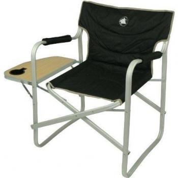 10T Outdoor Equipment Stagedirector - Silla plegable estilo director con bandeja de madera para camping, color negro y beige
