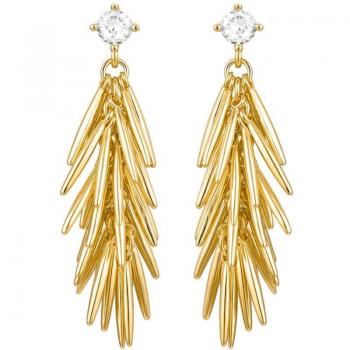 Pendientes de Plata de Ley 925 con Circonita Brillante y Baño de Oro Amarillo de 18K - Nasra Luxenter