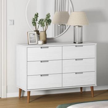MOLDE Armario y Mesita de Noche Blanca 113x40x80 cm Madera Maciza de Pino