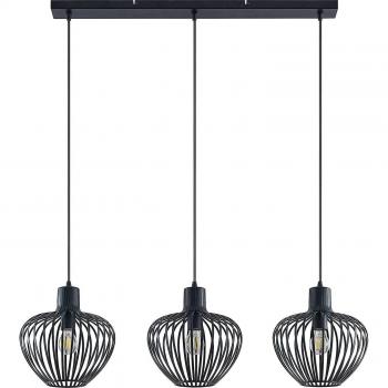 Lámpara colgante Lindby Deandre moderna de metal negro, 3 luces E27 para salón y comedor