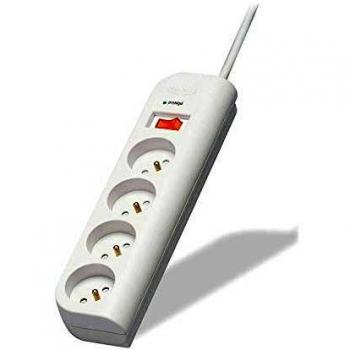 Regleta Belkin F9E400FR1M - Protector de sobretensión con 4 salidas AC, color blanco, cable de 1 metro