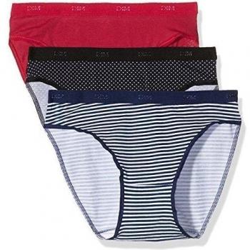 DIM Pockets Coton Slip x3, Braguita para Mujer, Lot Rayures/Pois, 40/42