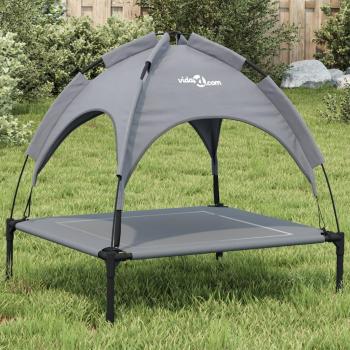 Cama para perros con dosel antracita de tela oxford y estructura de acero