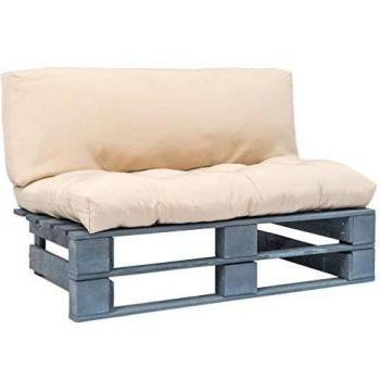 vidaXL Sofá Jardín de Palés Cojines Muebles de Patio Mobiliario Terraza Color Arena de Madera Gris