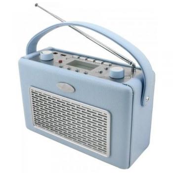Radio Retro AM-FM con USB y recubrimiento de poli piel Azul Claro TR50HB Soundmaster