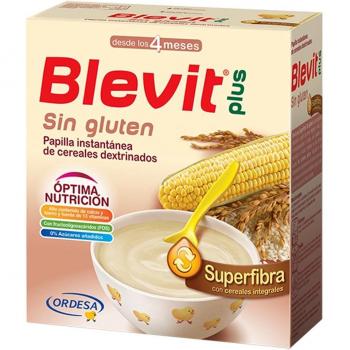 Blevit Plus Superfibra - Papilla de Cereales Sin Gluten para Bebé con Arroz Integral y Maíz, Sin Azúcares Añadidos, Apto para Dieta - Desde los 4 Meses - 600g