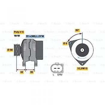 Alternador BOSCH 0 986 044 300 - 14V, 90A para Audi, Volkswagen y Skoda
