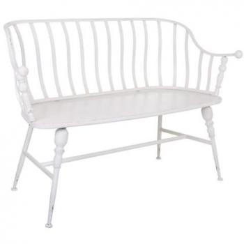 Banco de Metal para Exterior Resistente Wanderlust Deco 128x53x86 cm, color blanco