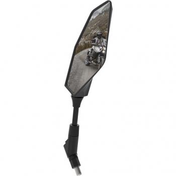 Retrovisor exterior OXFORD OX156 con características de ajuste manual, diseño aerodinámico, acabado en negro mate, y compatible con múltiples modelos de vehículos