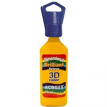 Pintura Textil Dimensional 3D Brillante Acrilex Amarillo Oro 35 ml