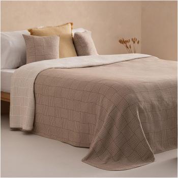 Colcha jacquard reversible Zanzi - Diseño geométrico a cuadros y rayas perfecta para entretiempo