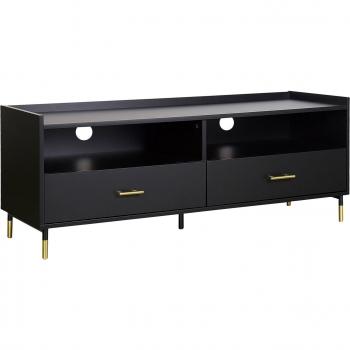 Mesa de TV Tedy 2 Cajones Negro - Mueble de tv Tedy - 2 puertas - madera y metal - negro