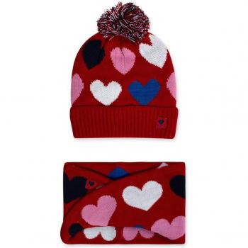 Conjunto de bebé niña Tuc Tuc - Gorro con pompón y cuello con estampado de corazones