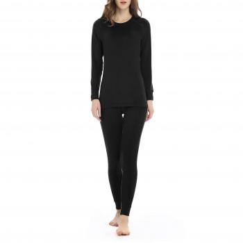 Genuwin Ropa Interior Térmica para Mujer - Camiseta Manga Larga & Pantalones Largos - Ropa Interior de Invierno de Acrílico con Forro Polar de Doble Cara - Warm ++, 1 Conjunto
