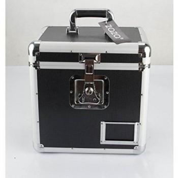 Zaza y#x24C7; Aluminio plata o negro caja de almacenaje para 100 LP Vinilo Discos 30,48 cm